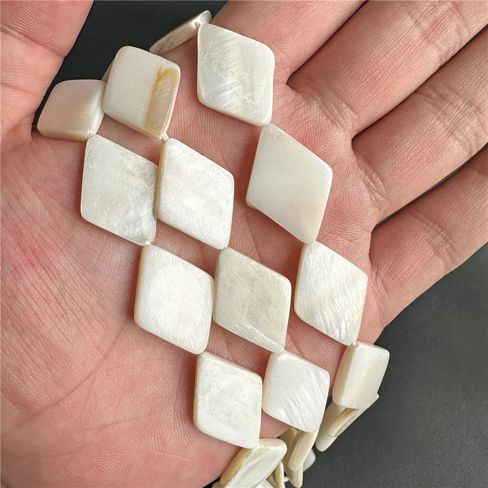 Natural White Mother of Pearl Shell Beads Oval Round Freshwater Shell Beads for Jewelry Making Necklace Bracelet DIY 15" - Madeinsea©