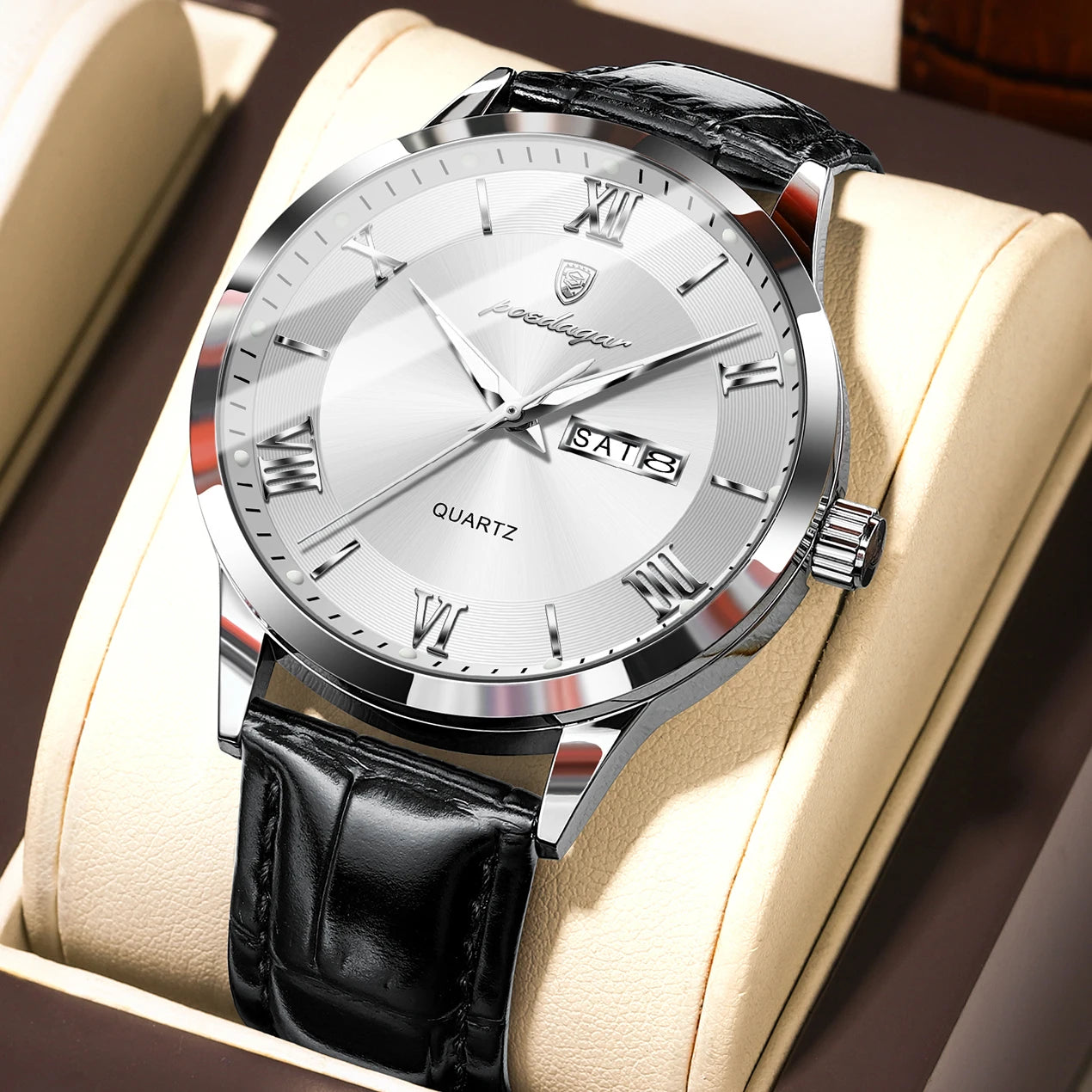 POEDAGAR Luxury Watch For Man Military Sport Leather Men Quartz Watch Waterproof Luminous Date Week Men's Watches Male Reloj+Box