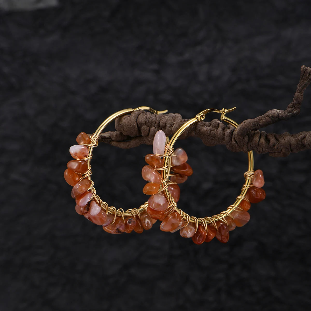 A Pair of Fashionable and Creative Round Natural Stone/Turquoise Earrings, Various Colors of Stone Earrings