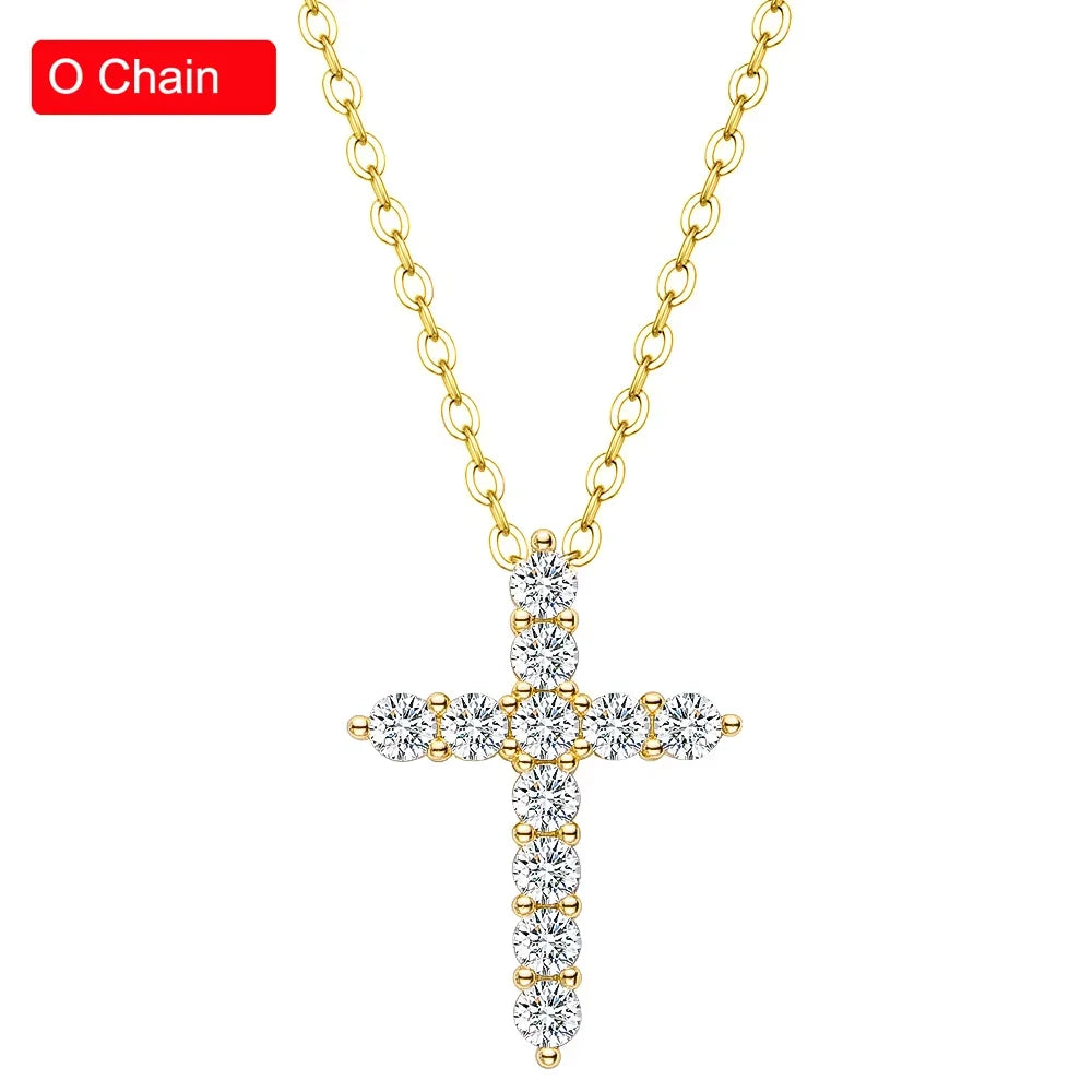 Serenity 3mm 4mm 5mm Black Moissanite Cross Pendant Necklace For Women Men 100% S925 Sterling Silver Jesus Neck Chain Plated 18K - Madeinsea©