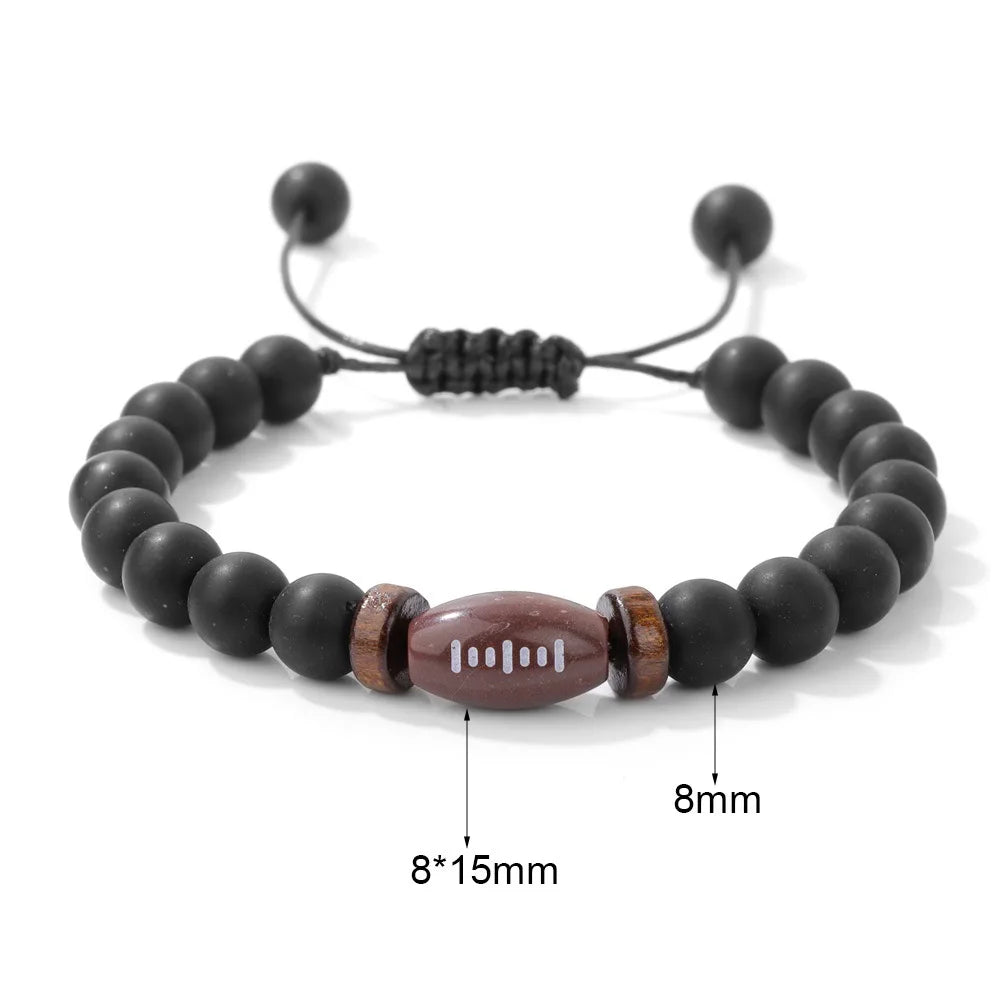 New Handmade Weaven Men Bracelet Adjustable Basketball Baseball Volleyball Rugby Sports Braclet Yoga Meditation Healing Braslet