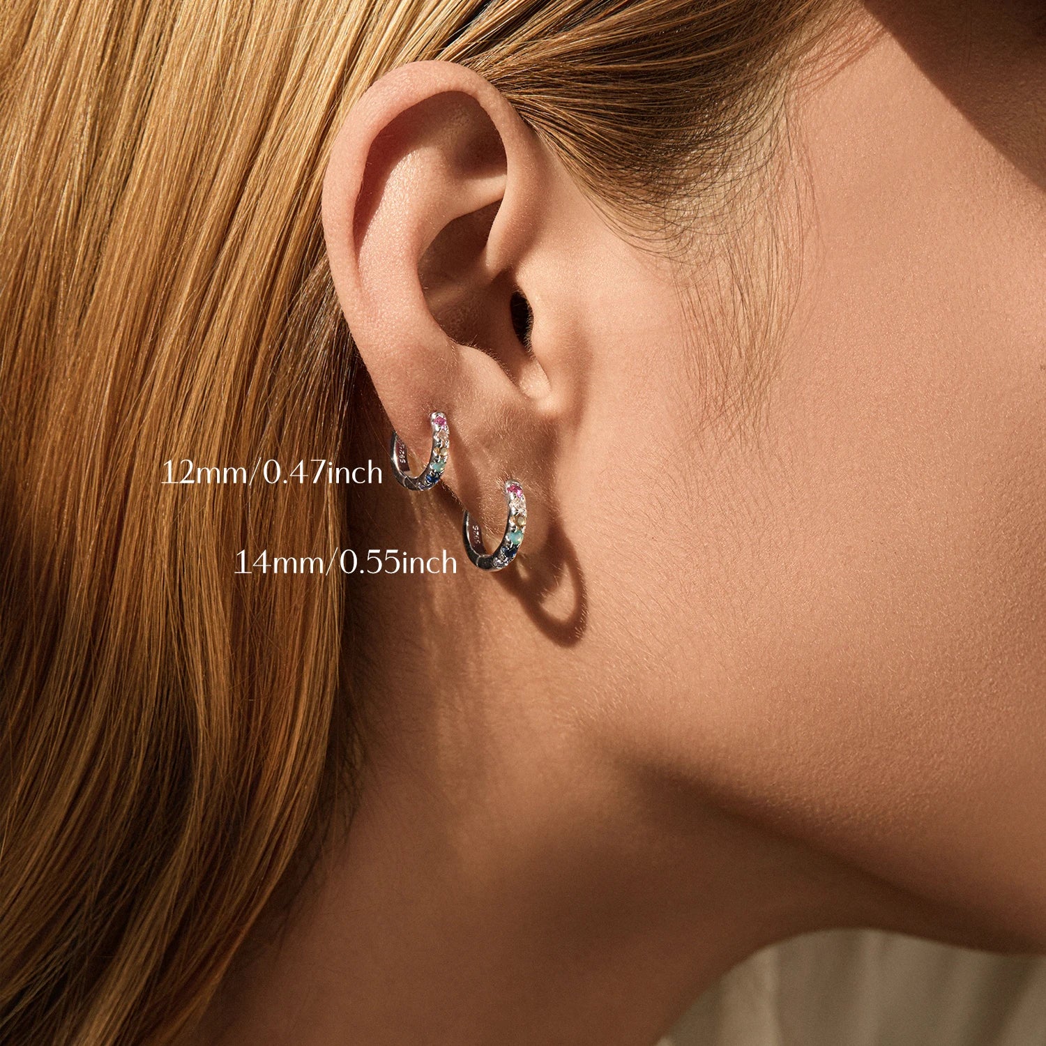 MODIAN 3 Sizes Colorful Ear Buckle 925 Sterling Silver Trendy Stackable Round Zirconia Hoop Earrings For Women Fine Jewelry
