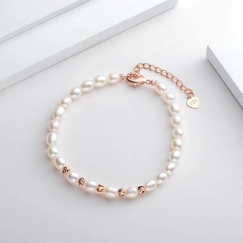 14K Gold Plated  Real Natural Freshwater Pearl Fashion Bracelet Ladies Elegant Bracelet Jewelry Girlfriend Birthday Wedding Gift