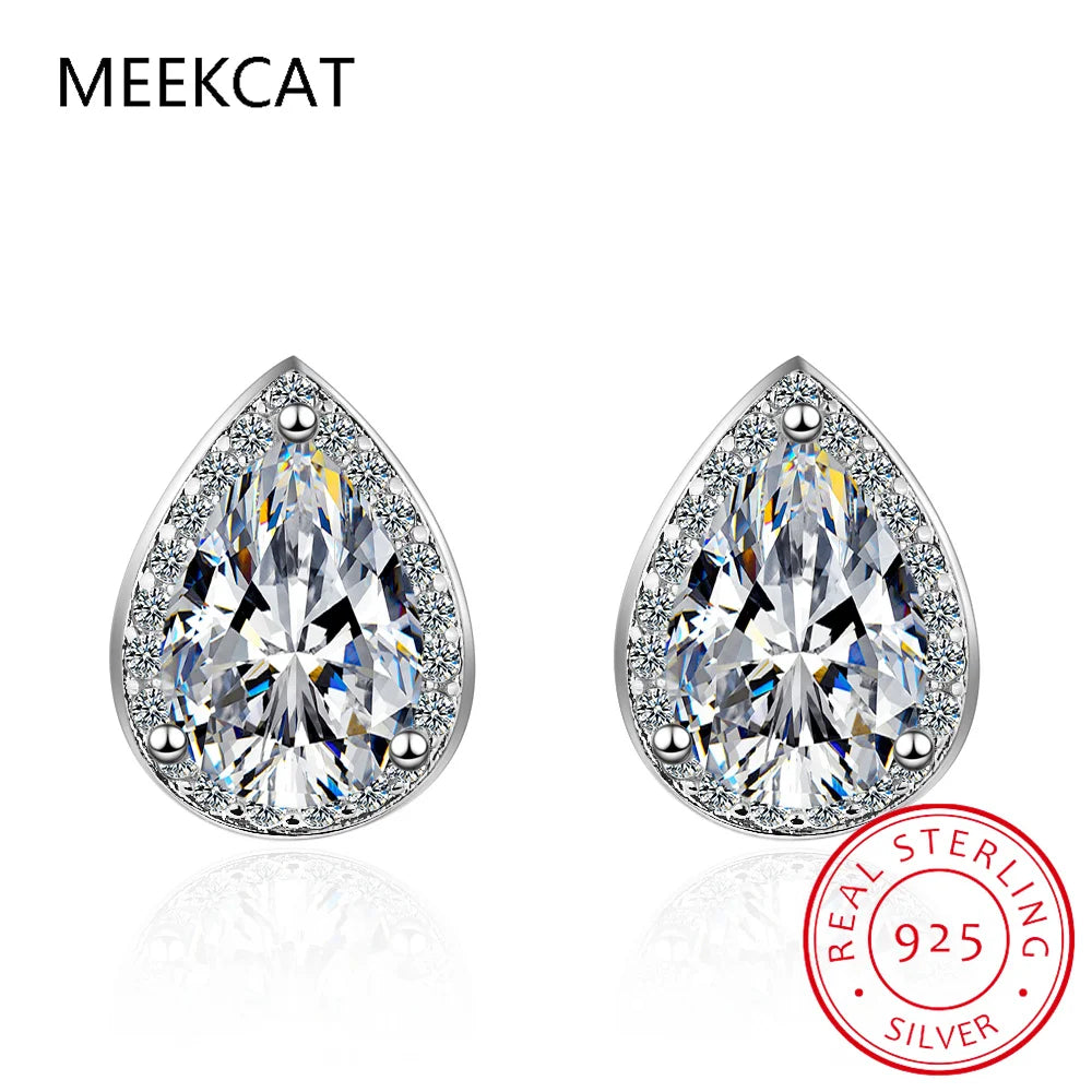 1CT 2CT Moissanite Diamond Ear Studs Earring Pass Diamond Test Moissanite Stud Earrings For Women Sterling Silver Jewelry