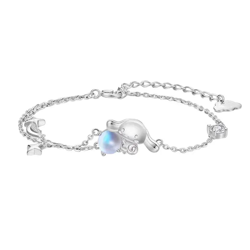 Anime Kawaii Cinnamoroll Ins Fashion 925 Silver Bracelet Female Sweet Cute Luxury Hand Decoration Y2k Gifts for Girls