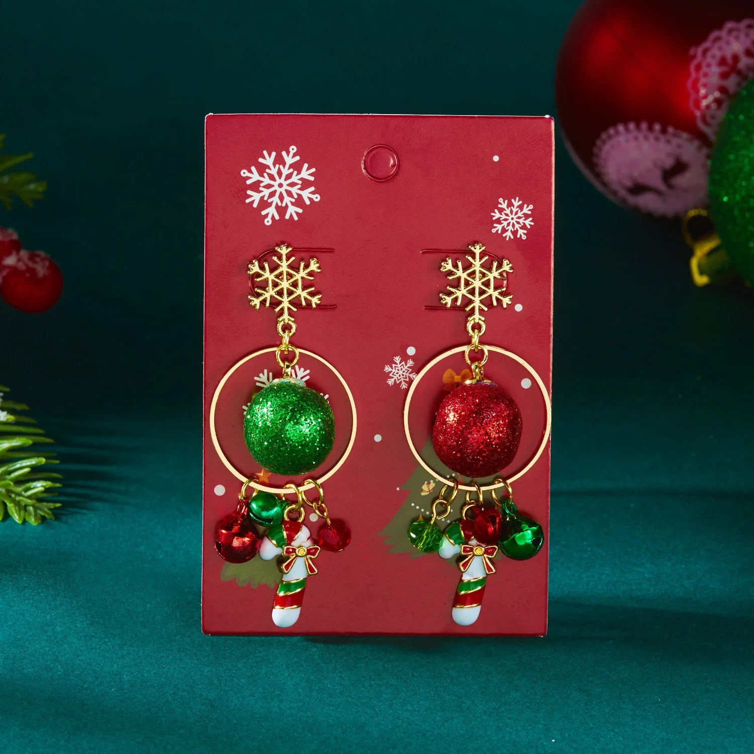 Fröhliche Weihnachten! Perlenblumen-Stern-Glocken-Ohrhänger mit langer Quaste für Damen, funkelnde Kristall-Zirkon-Schneeflocken-Ohrringe, Mädchenschmuck