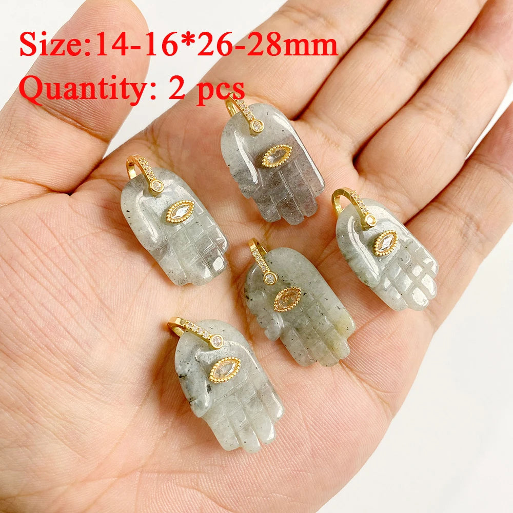 2PCS Natural Flash Labradorite Stone Pendant Irregular Shape Fashion Flash Labradorites Charms Connector For Jewelry Making DIY
