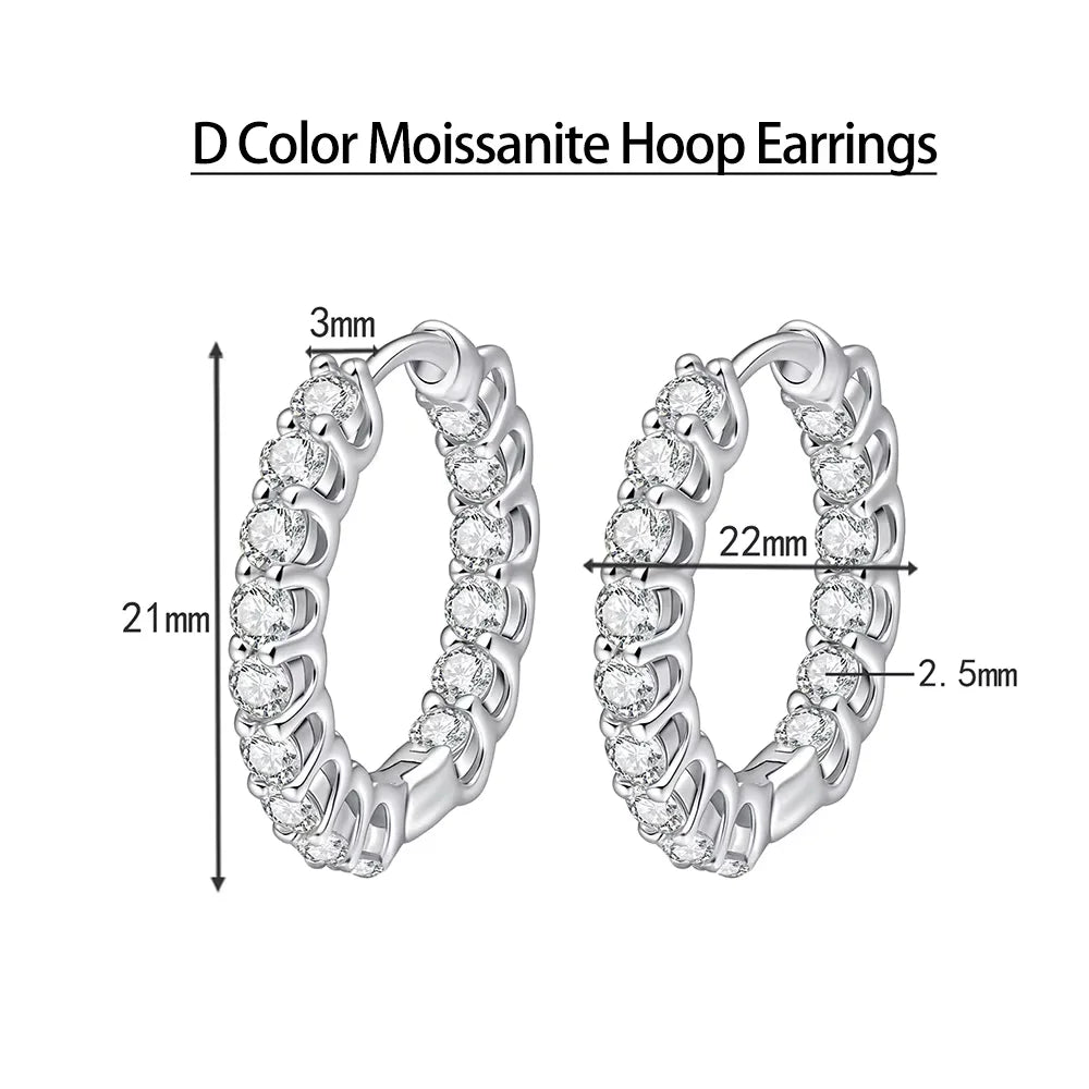 Serenity 2.5mm D Color Moissanite Earrings Women Wedding Bridal 100% S925 Sterling Silver Hoop Earrings Plated 18K Fine Jewelry - Madeinsea©