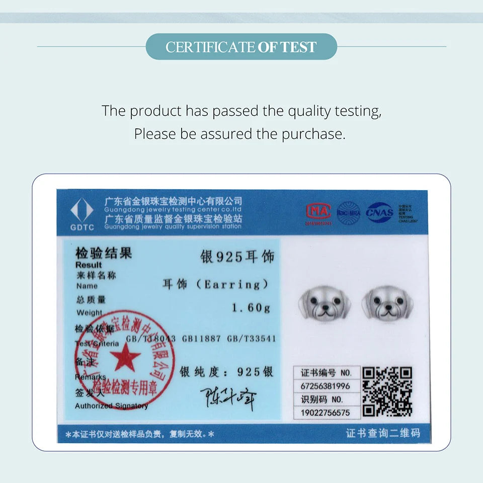 BAMOER Ohrringe aus 925er Sterlingsilber mit Labrador-Motiv für Damen und Mädchen, Schmuck mit Tiermotiv für Tierliebhaber SCE1878