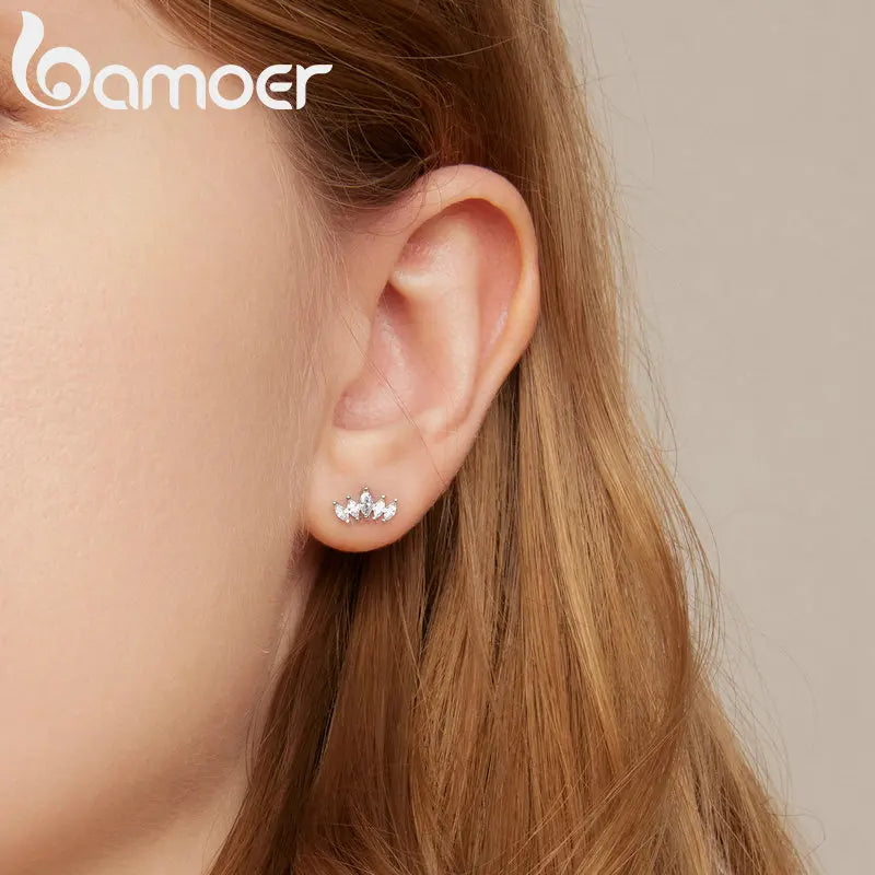 Bamoer 925 Sterling Silber Blitz Ohrstecker für Frauen Mode Ohrringe Schmuck Hochzeitsgeschenk Funkelnde Ohrstecker VSE160