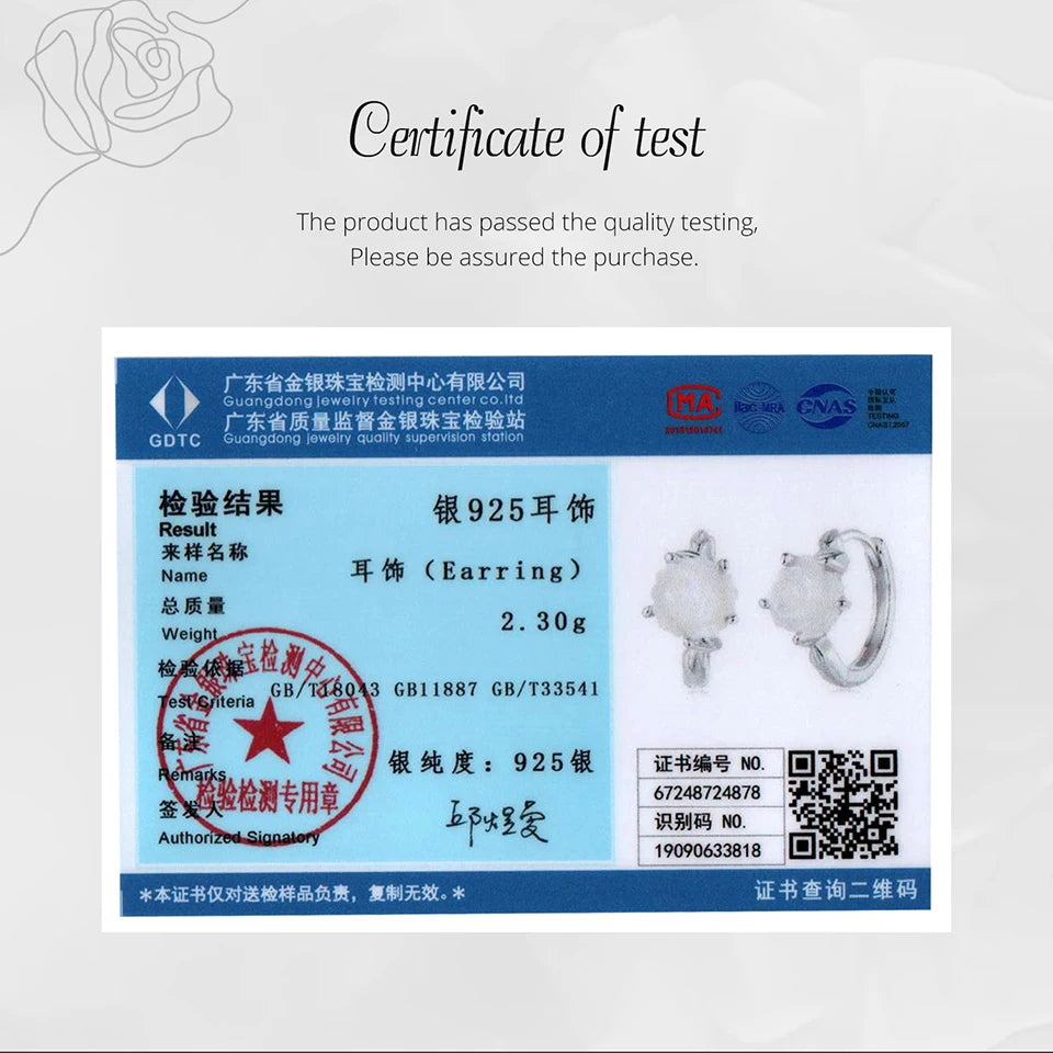 BAMOER Creolen aus 925er Sterlingsilber mit eingelegter weißer Rose für Frauen, hypoallergen, Huggie-Creolen, BSE1093