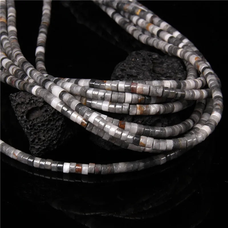 New Fashion Flat Disc Round Stone Bead 4x2MM Quartzs Imperial Agat Jaspers Loose Spacer Heishi Beads Jewelry Diy Accessories