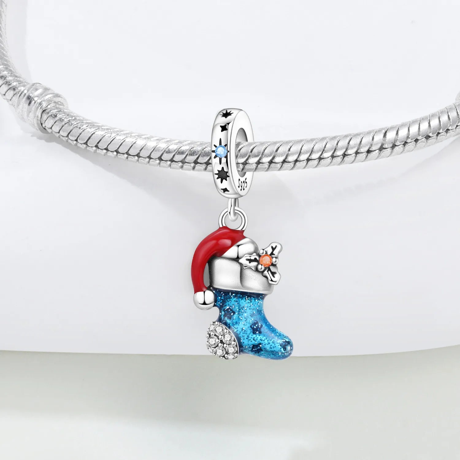 PANPOKI 925 Sterling Silver Christmas Sock Pendant Beads Original Pendants Bracelet Charm Jewelry Party DIY Trendy Gifts
