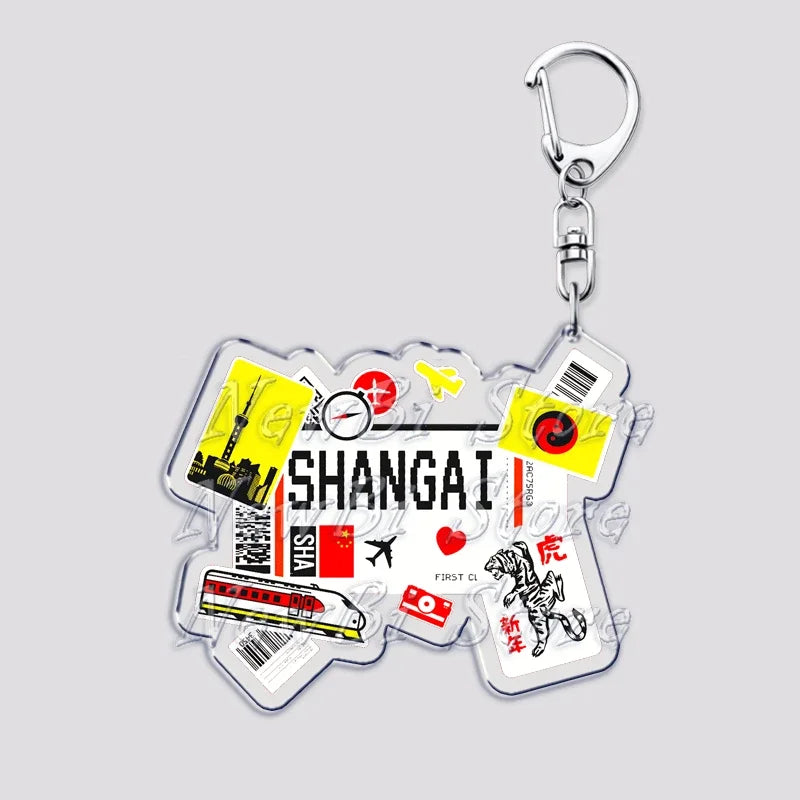 Hot Boarding Pass Keychains for Accessories Bag  NEW YORK TOKYO SEOUL PARIS LONDON Travel Souvenir Tickets Keyring Friends Gifts
