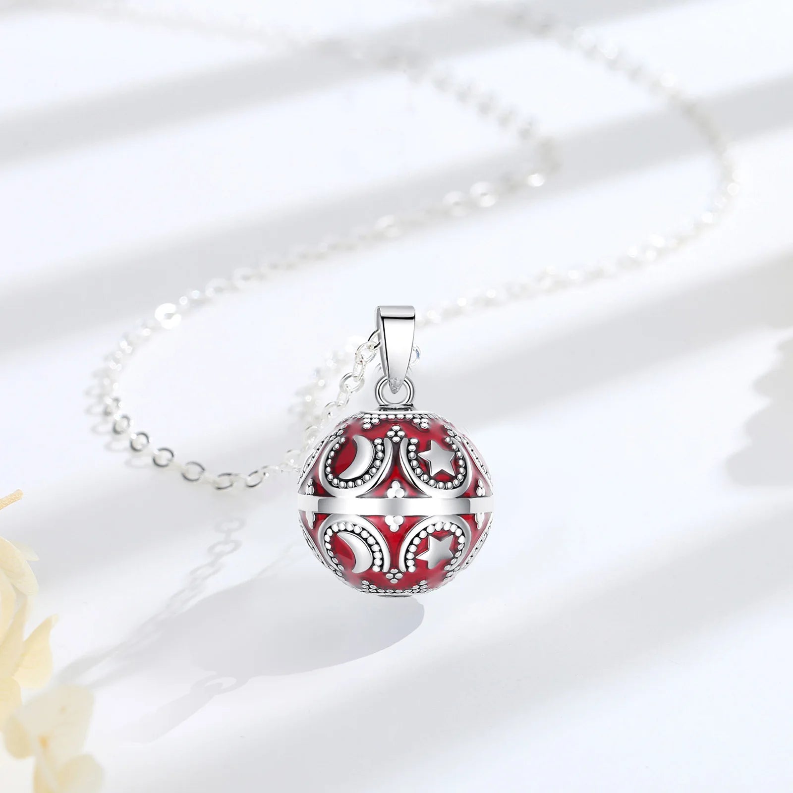 Eudora Collier Bola de Grossesse Necklace 20mm Ball Stars Moon Angel Caller Musical Bell Pendant Jewelry Gift for Pregnant Women