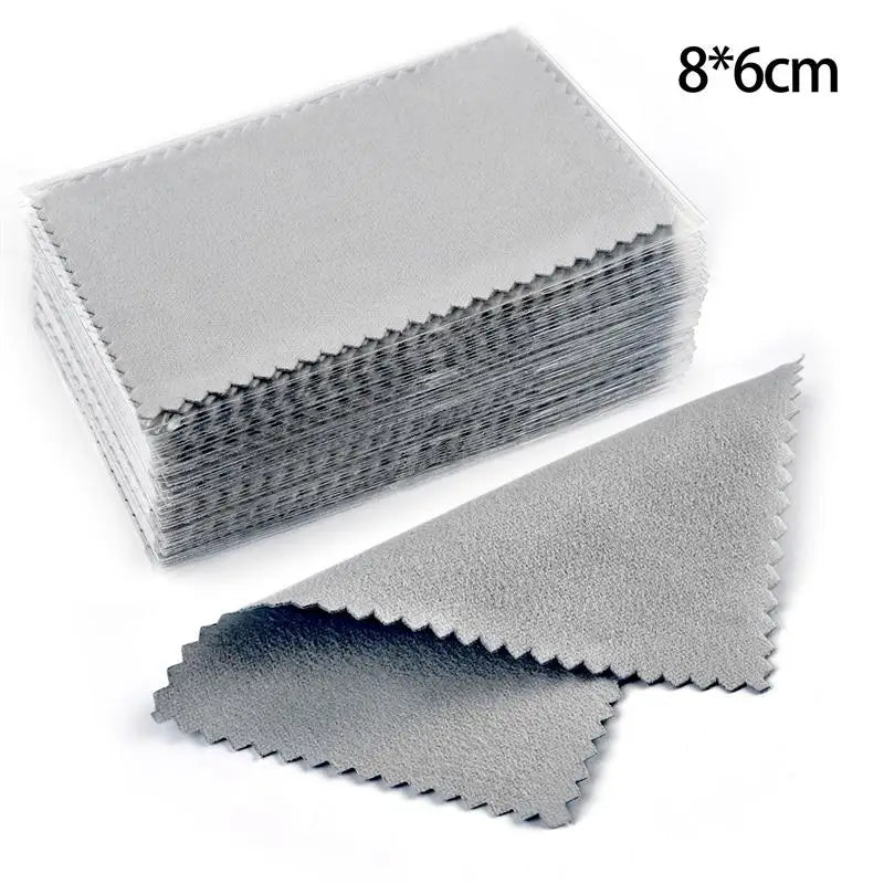 10*6.5cm/8*8cm 50pcs Silver Clean Polishing Cloth Soft Clean Wipe Wiping Cloth For Necklaces Rings Jewelry Clean Tool