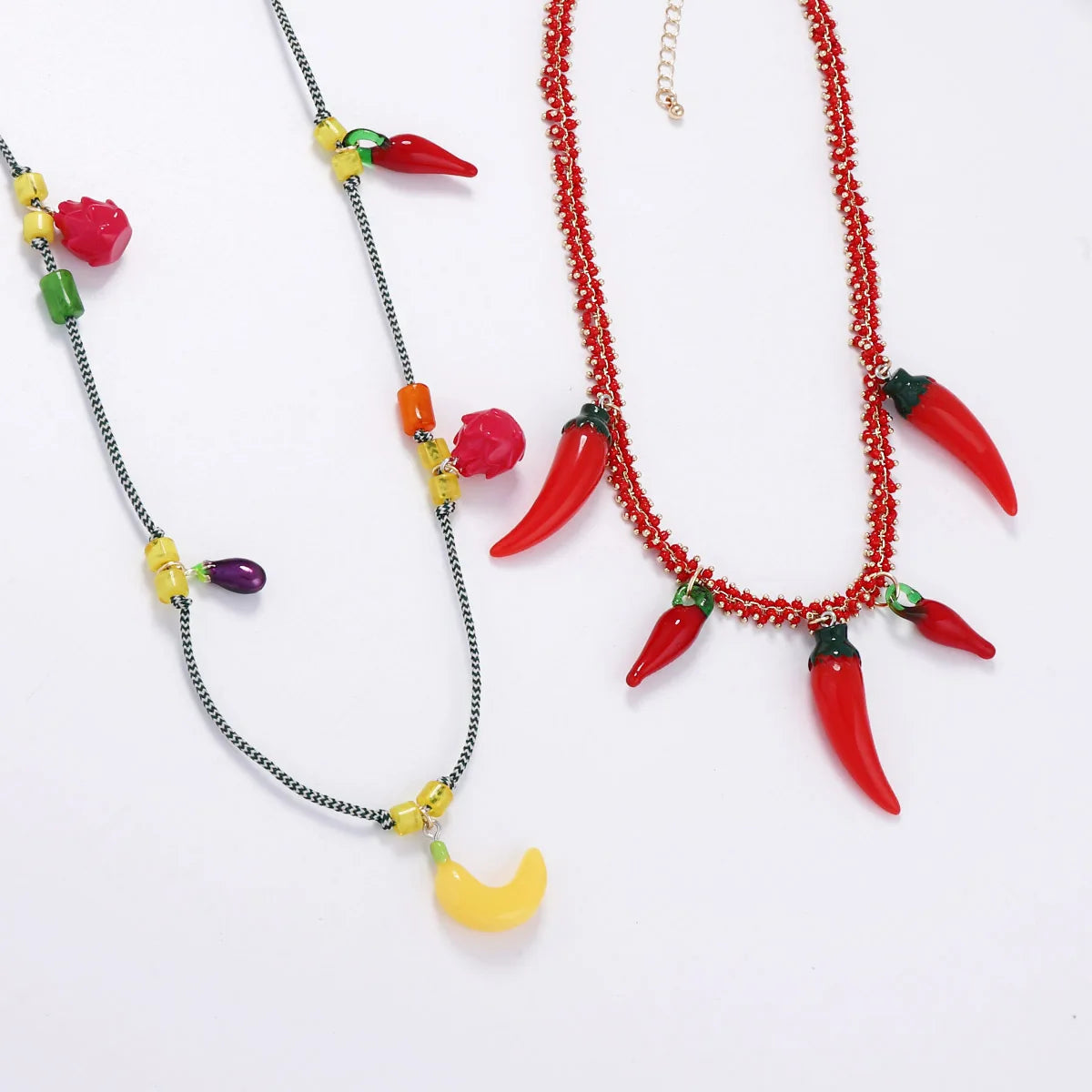 ZAA 2025 NEW Red Chain Chili Pendant Double-layer Necklace