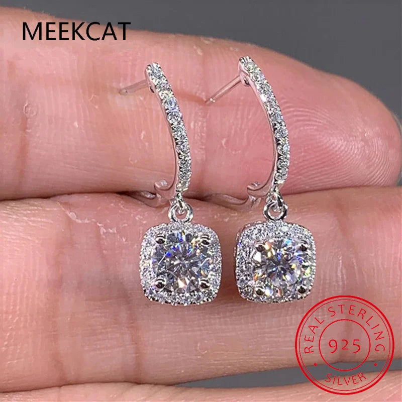 D Moissanite 3ct Earrings 925 Sterling Silver Original Certified Moissanite 1ct Hoop Drop Dangle Earrings 2ct Huggie for Women