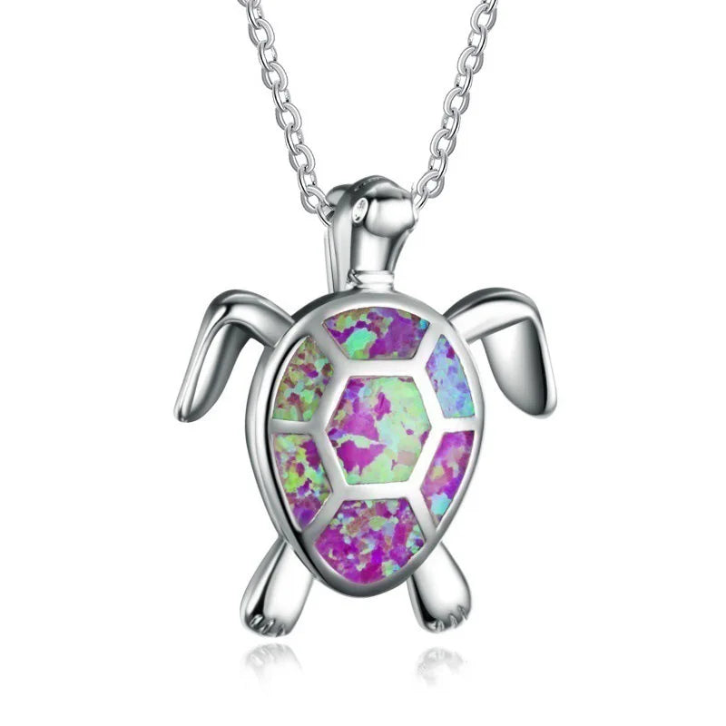 Steel Fun Jewelry Sea Turtle Animal Pendant Female Blue Crystal Wedding Jewelry Charms Necklace For Women Neck Chain Accessories