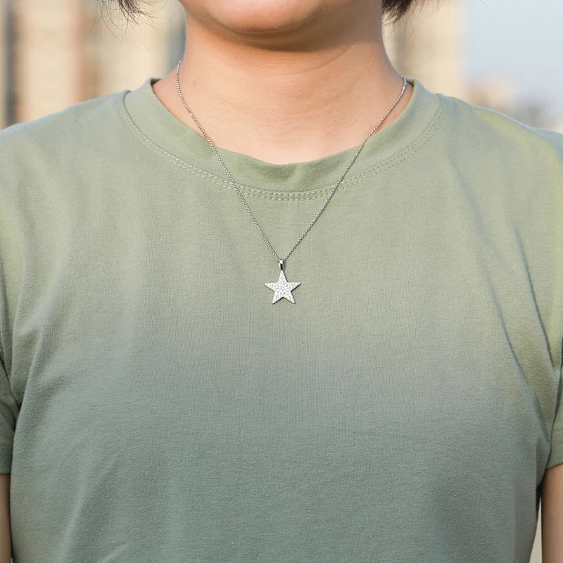 Top Quality Unisex Moissanite Star Pendant Necklace 925 Fashion For Women Hip Hop Jewelry