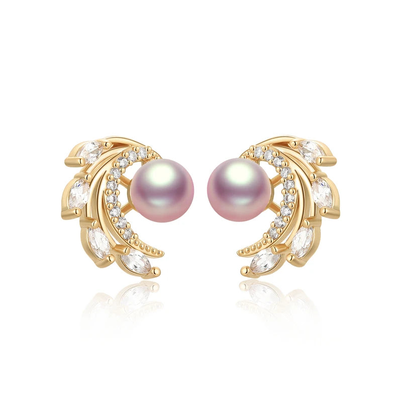 OXTAO Trendy Freshwater Pearl Stud Earrings Daily Wear Jewelry Valentine's Day Girlfriend Birthday Wedding Anniversary Gift