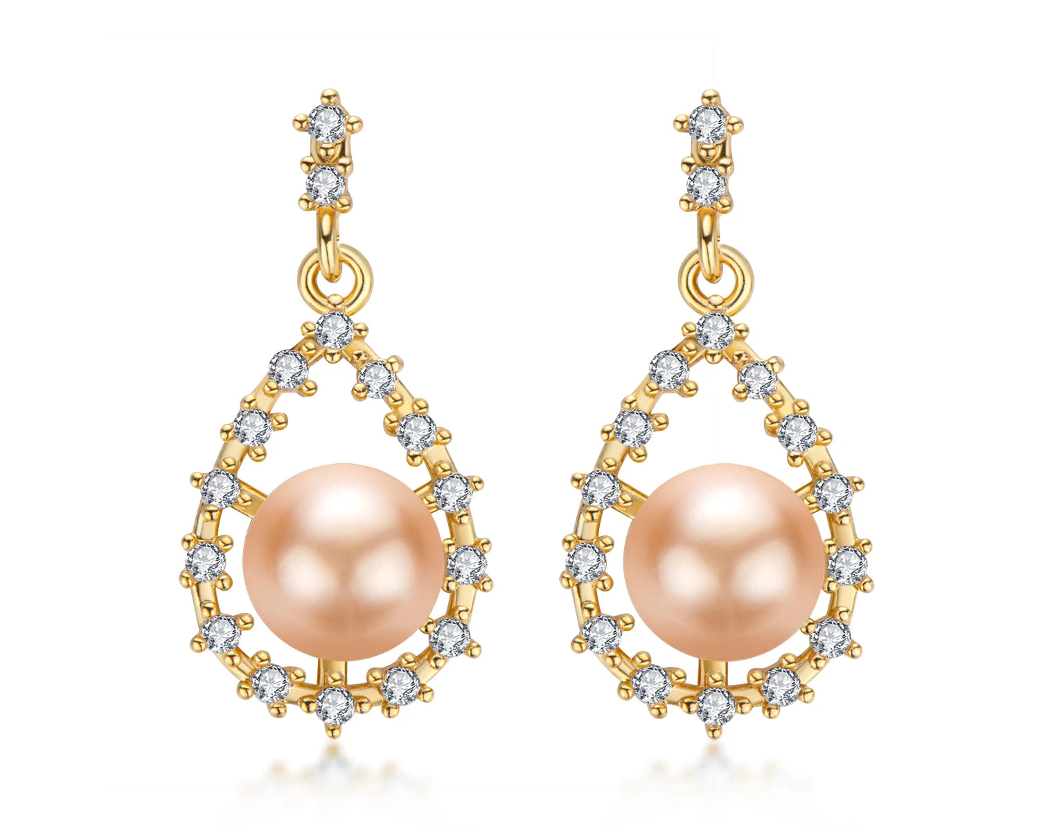 7.5-8mm freshwater pearl hollow pear-shaped hanging earrings 14K gold 925 Sterling Silver Earrings For Wemon Wedding Jewelry Gif