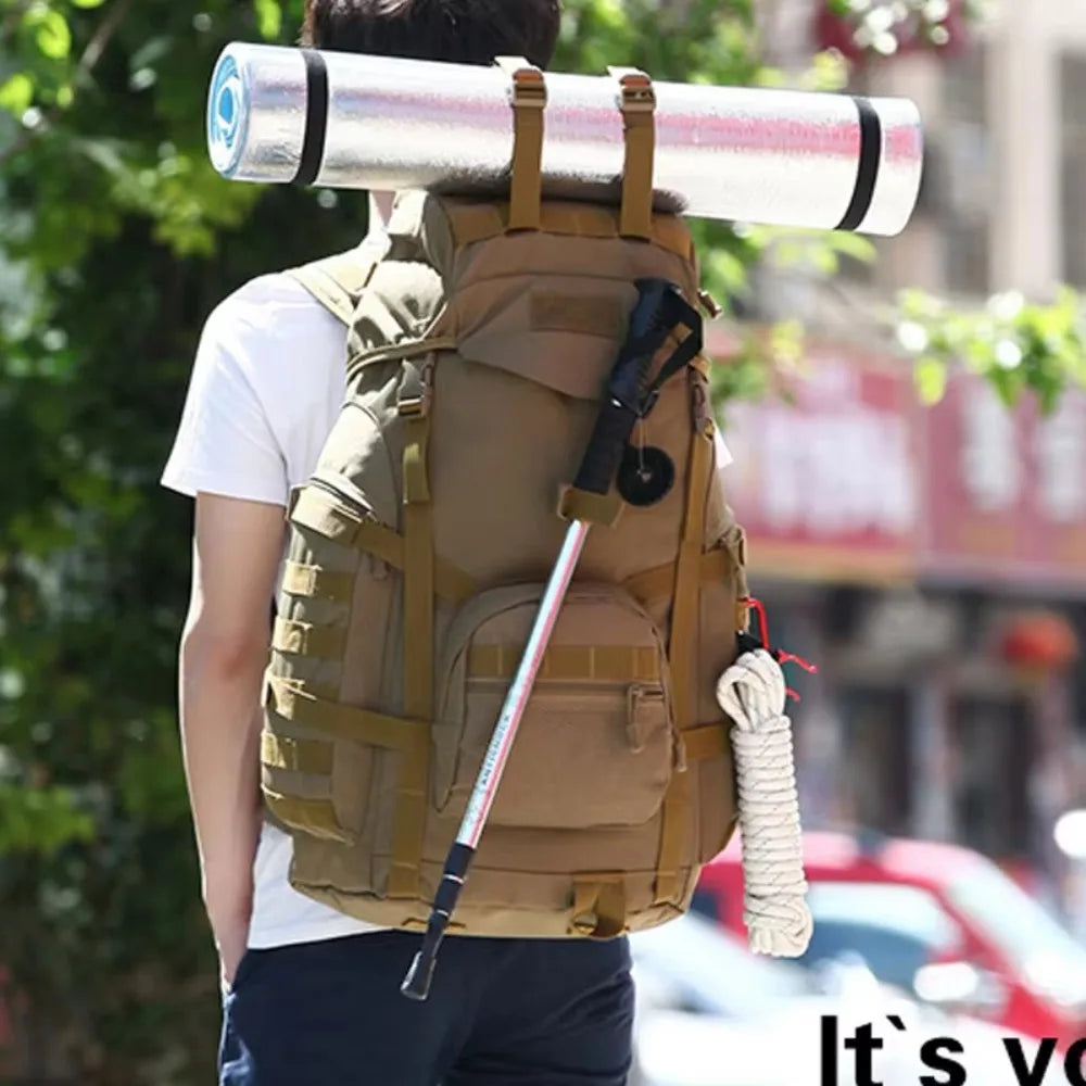 60L Large Capacity Military Bag Tactical Backpack Climbing Mountaineering Sport Outdoor for Men Luggage Camping Travel Rucksack