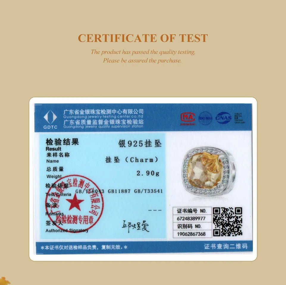 BAMOER 2024 Herbstkollektion 925 Sterling Silber Ginkgoblatt-Charm-Perlen Schmetterling Herzförmiger Charm passend für Original-Armband DIY