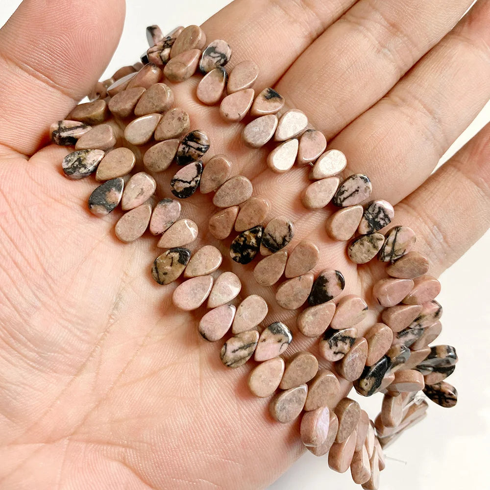 Wholesale Natural Pink Black Rhodonite Stone Beads Round Oval Rondelle Loose Spacer Gem Bead For Jewelry Making DIY Accessories