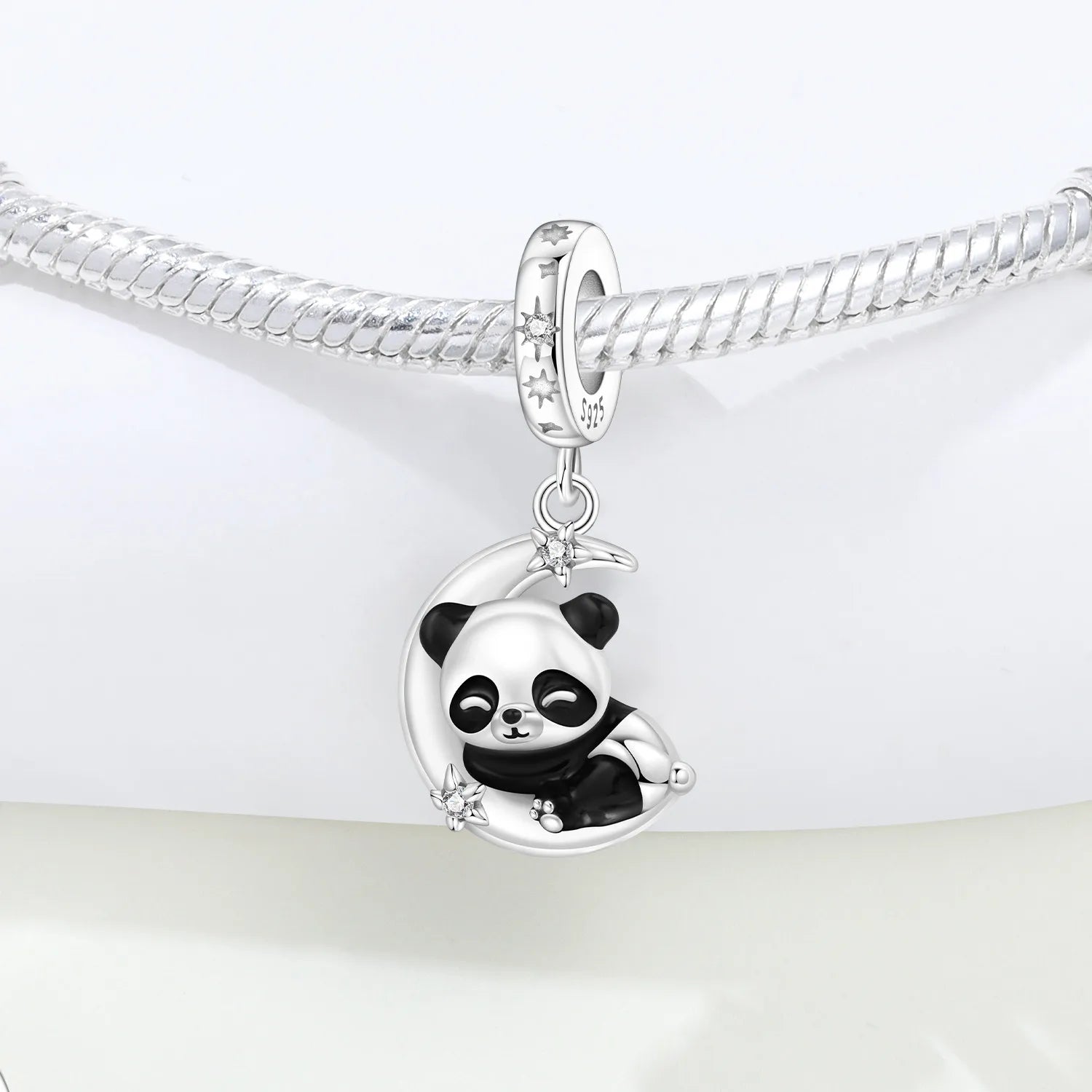 PANPOKI 925 Sterling Silver Sleeping Panda Animal Beads Original Pendants Bracelet Charm Jewelry Party DIY Trendy Gifts
