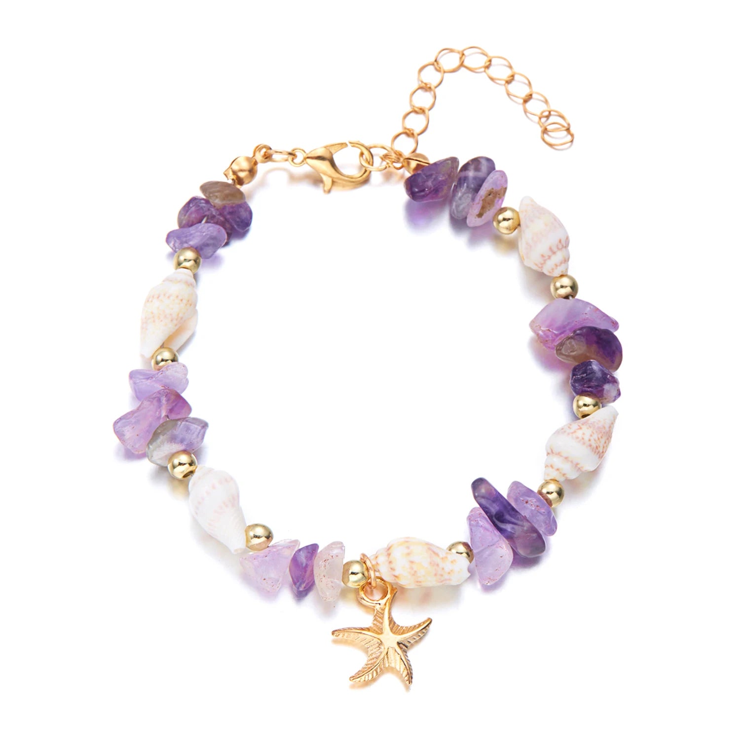 Bohemian Starfish Conch Beads Bracelets For Women Handmade Irregular Stone Beaded Bangles Beach Party Friendship Jewelry Gift