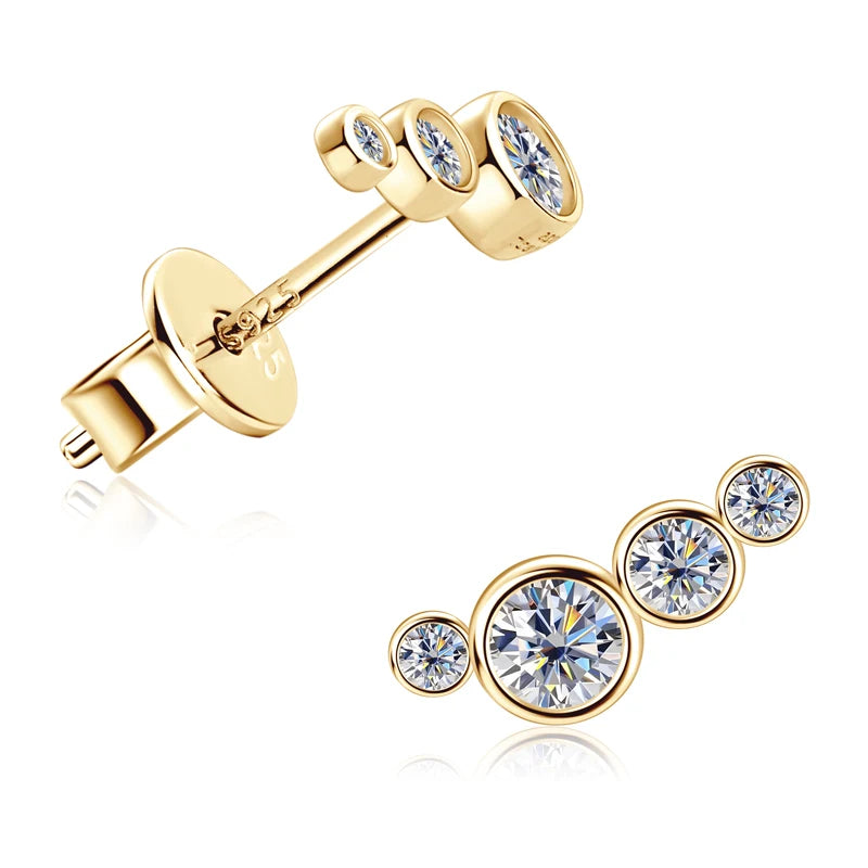 OXTAO 4-Stones Moissanite Stud Earrings S925 Silver Ear Studs D Color Diamond Valentine's Day Christmas Jewelry Gifts For Women
