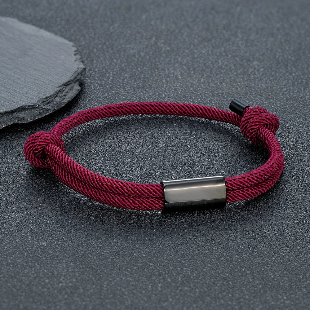 MKENDN Personalized Adjustable Sliding Knot Bracelet for Dad Individual Engraving Bracelet Couple Bracelet Initials Father's Day