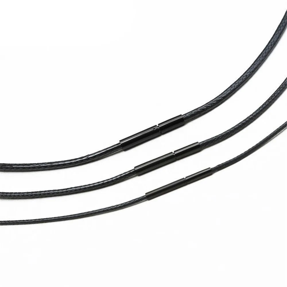 MKENDN Black Leather Chain Necklace for Diy Women Men Handmade Braid Rope Long Necklace 40/50/60/70CM Neck Pendant Chain Jewelry