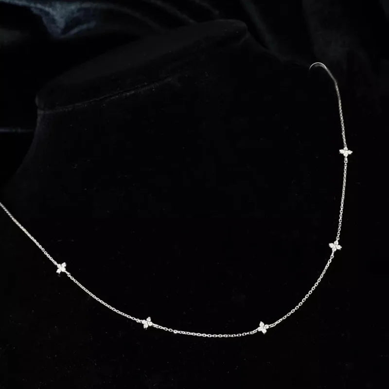 Halskette mit Blumenmotiv und funkelndem Zirkonia, 925er Sterlingsilber, vergoldet, 18 Karat, für Damen, exquisiter Partyschmuck, Geschenke