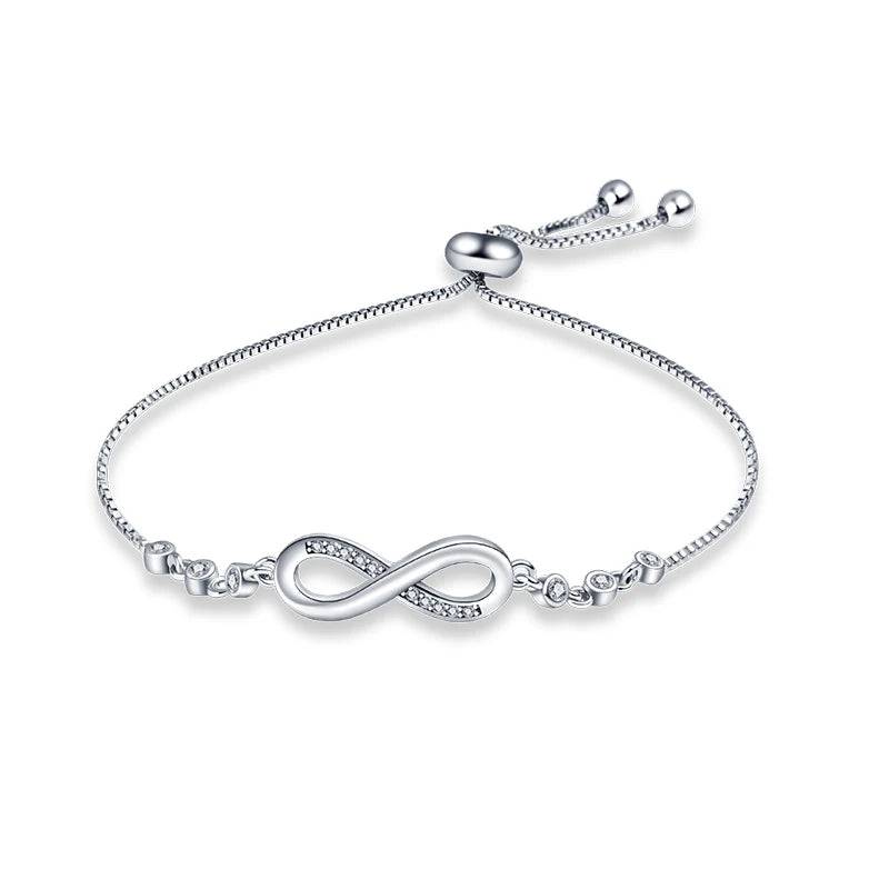 Trendy Bracelet For Women 925 Silver Sparkling Lucky Infinite Symbol Sakura Sunflower Butterfly Pendant Bracelet Wedding Jewelry