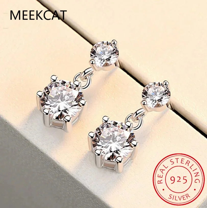 New VVS1 D Color Round Cut Eerrings for Women Test Passed Moissanite Diamond 925 Sterling Silver Earrings Fine Jewelry