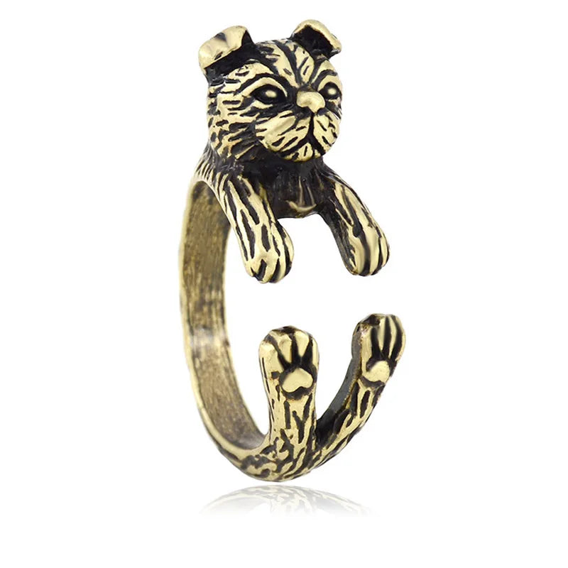 Vintage Brass Knuckle Pet Cat Ring Punk Cute Animal Anillos Couple Rings For Women Jewelry Bague Femme Men Anel Best Party Gift