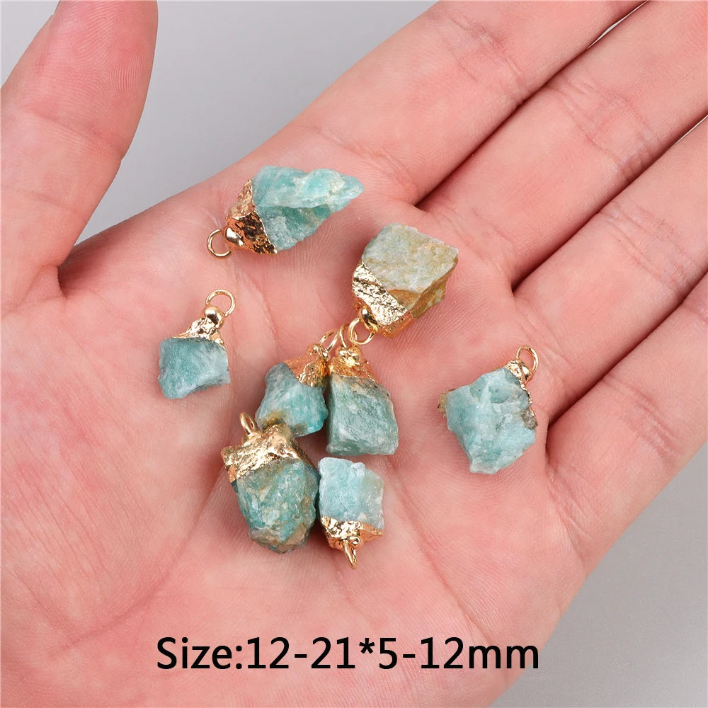 5pcs Natural Rough Stone Pendant Irregular Shape Healing Amethysts Labradorite Agat Quartz Pendants For DIY Handmade Necklace