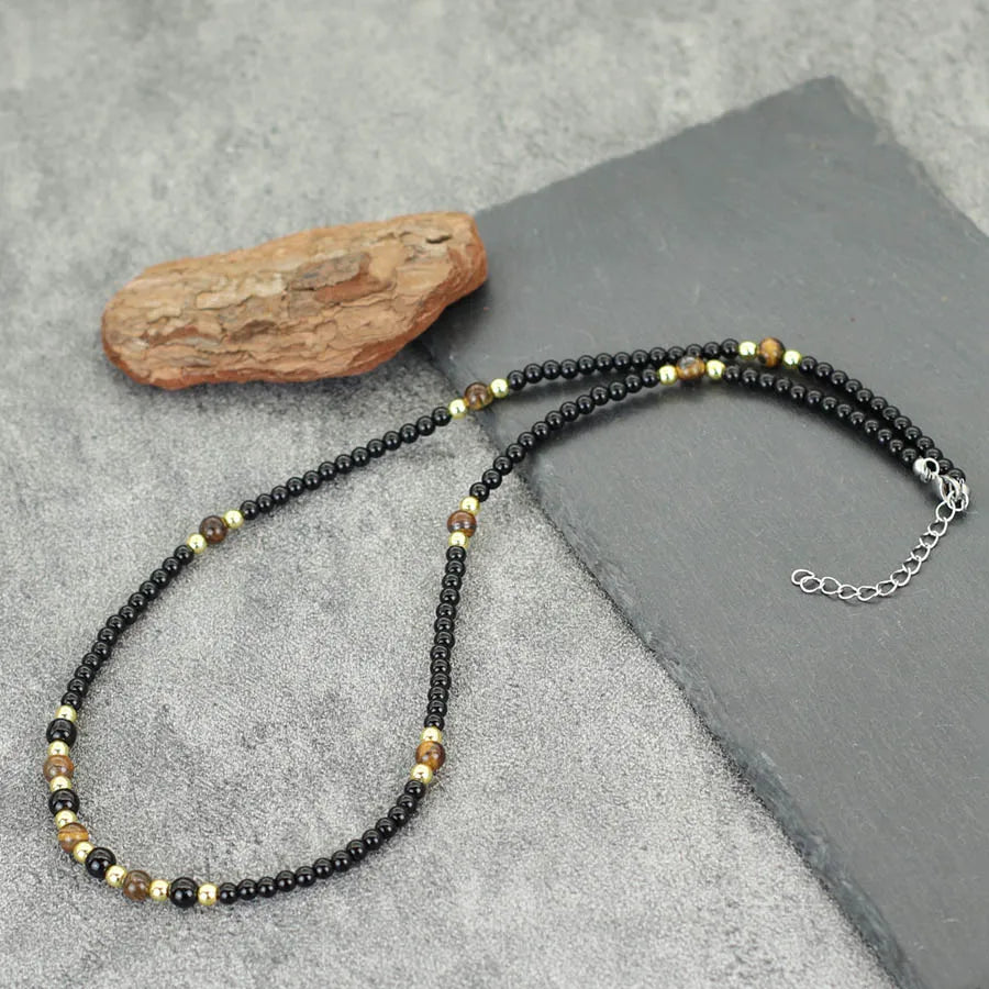 Stylish Natural Stone Necklace For Men Handmade 23 Inches Long Collar Unfading Hematite Stone Healing Neck Accessories Hombre