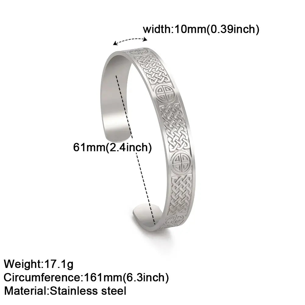 Viking Triquetra Cuff Bangle for Men Boy Stainless Steel Good Luck Celtic Knot Amulet Vintage Irish Knots Bracelet Jewelry Gift