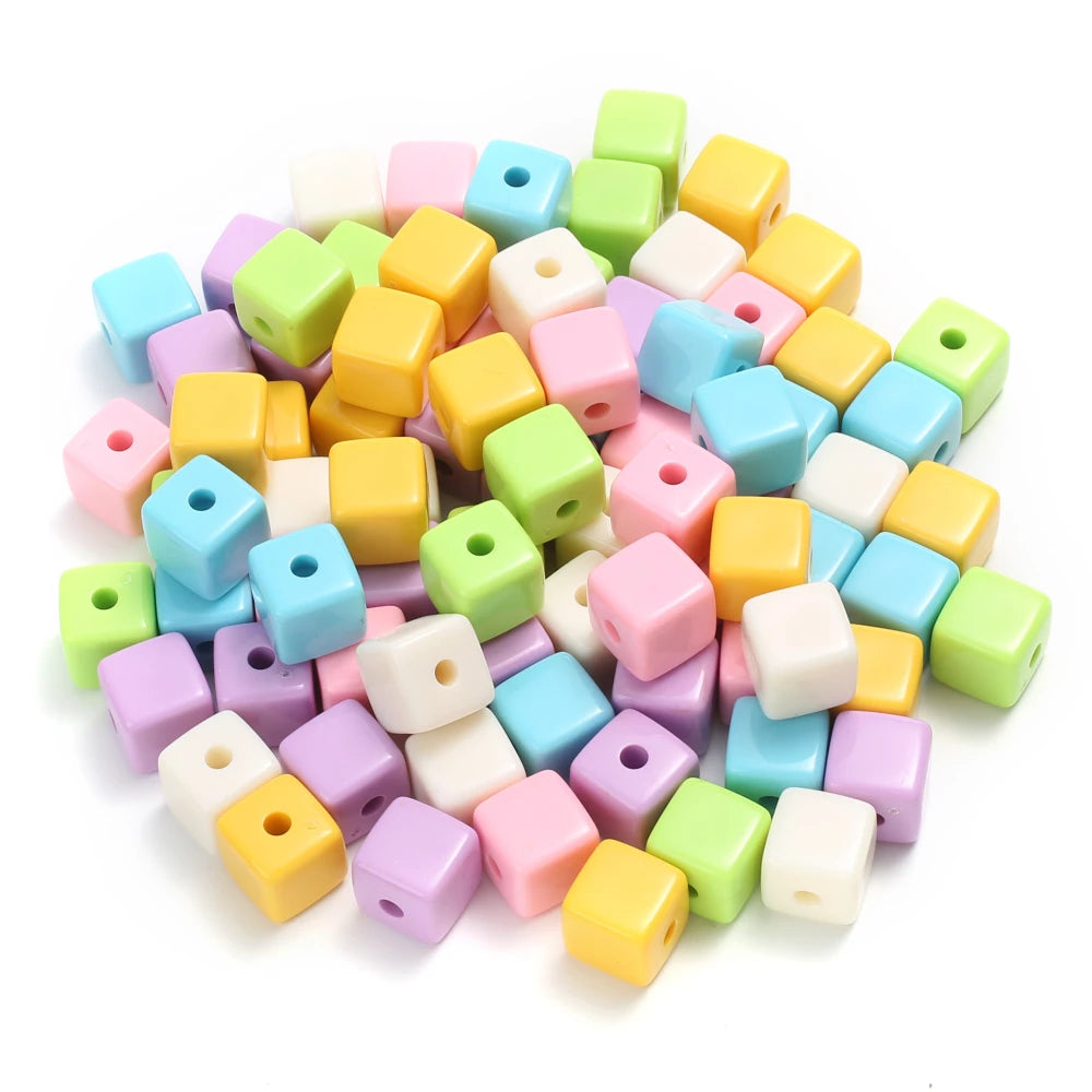 10Pcs 15mm Colorful Square Acrylic Beads Spacer Loose Bead For Handmade Jewelry Making DIY Necklace Bracelet Earrings Accessorie