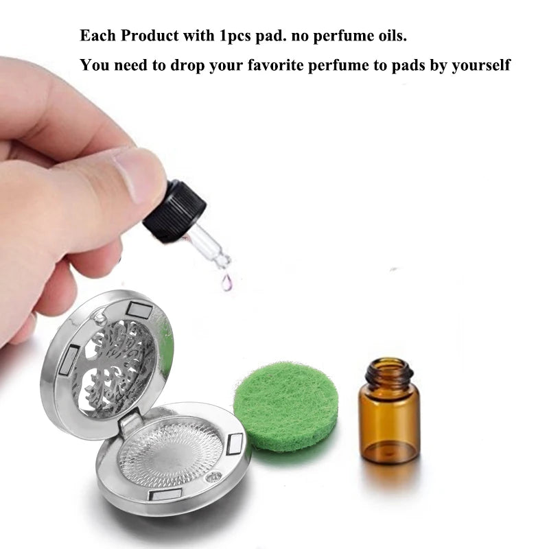 Tree of Life Aromatherapy Necklace Perfume Essential Oil Diffuser Alloy Stainless Steel  Locket Pendant Aroma Diffuser Necklace - Madeinsea©