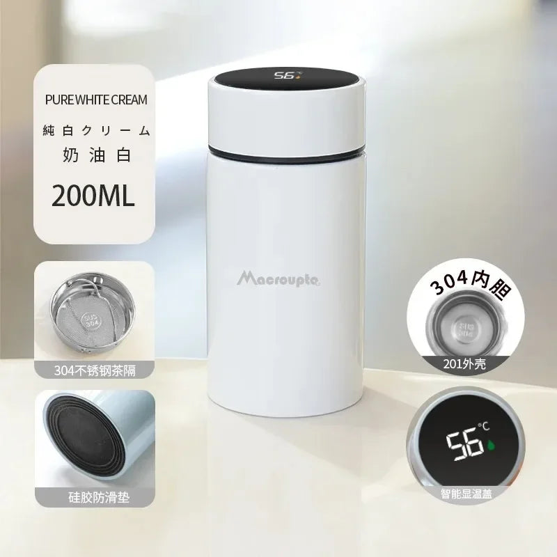 Temperature Display Thermos Cup Thermos Stainless Steel 200ml Gift Mini Pocket Cup Drinkware Kitchen Dining Bar Home Smeg Bottle