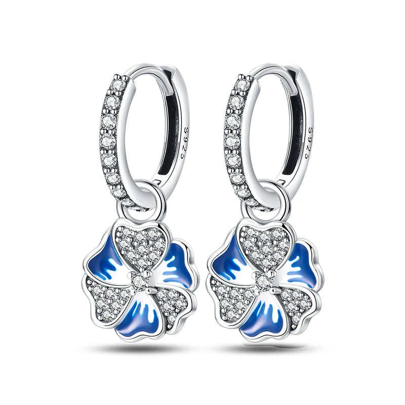 New 925 Silver Plated Shiny Dream Catcher Feather Earrings For Women Exquisite Butterfly Earrings Fashion Birthday Jewelry