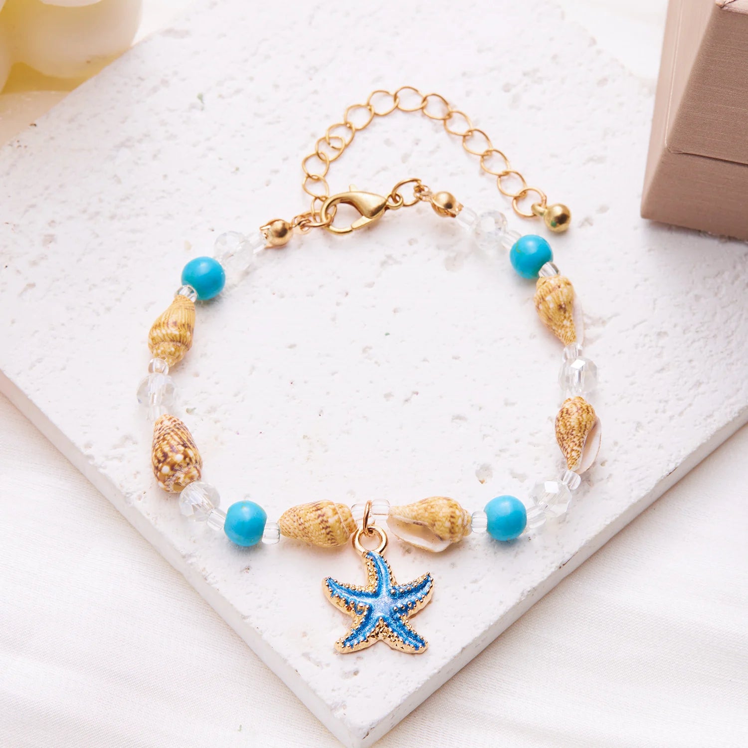 Bohemian Beach Sea Shell Conch Starfish Bracelet For Women Girl Fashion Adjustable Beaded Bangles Summer Party Jewelry Gifts