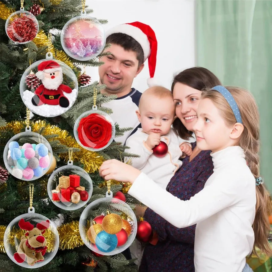 20 Pcs 80mm Clear Plastic Fillable Christmas Ball Ornaments 3.15'' Shatterproof DIY Craft Decorations for Holiday Wedding Birth