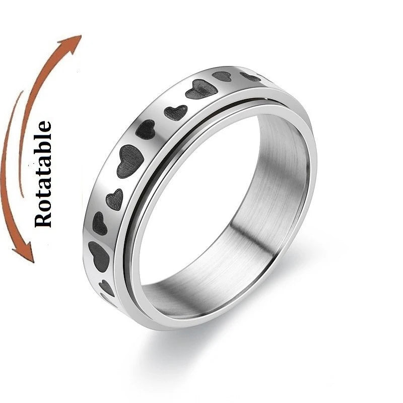 Silver Color Spinning Anxiety Rings for Men Women Star Moon Relaxing Ring 2025 Stainless Steel Anti Stress Rings Knuckle Jewelry