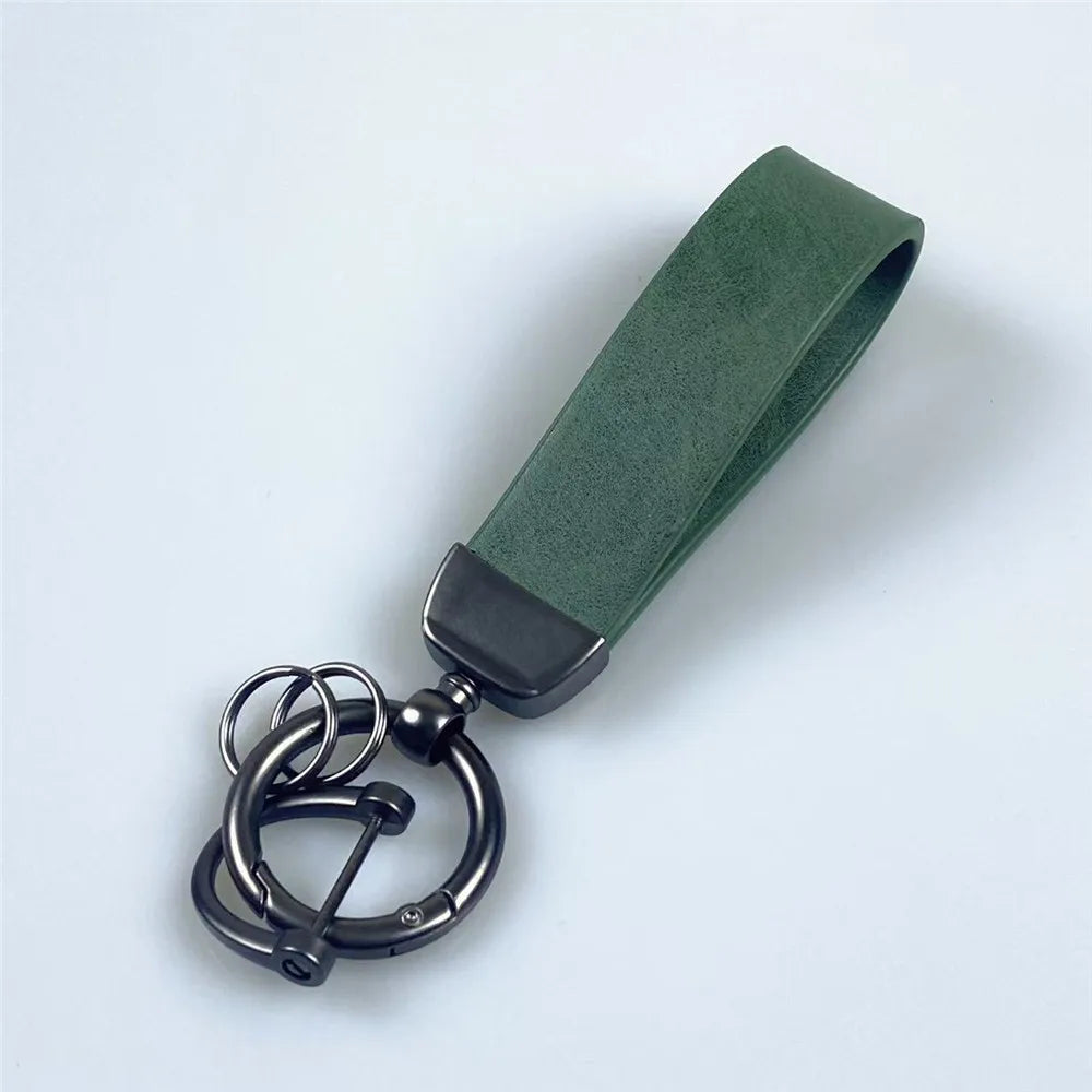 MKENDN Luxury Leather Men Keychain Black Clasp DIY Creative Waist Hanging KeyChain Best Gift Key Ring jewelry Gift