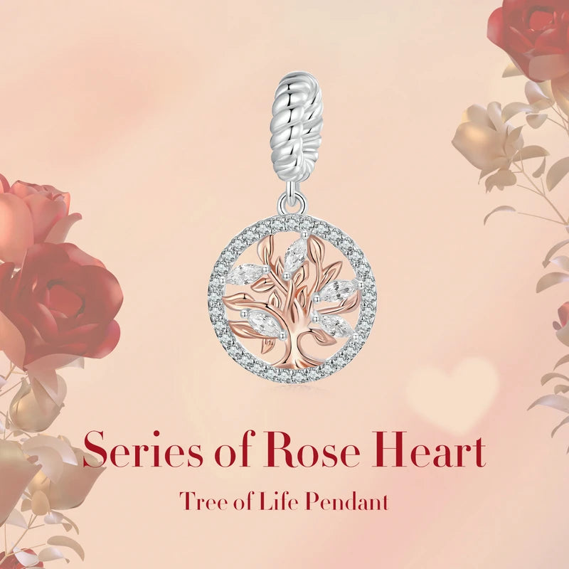 BISAER 925 Sterling Silver Tree of Life Charm Bead Yin Yang Sun Moon Locket Pendant for Women DIY Bracelet Neckalce Fine Jewelry